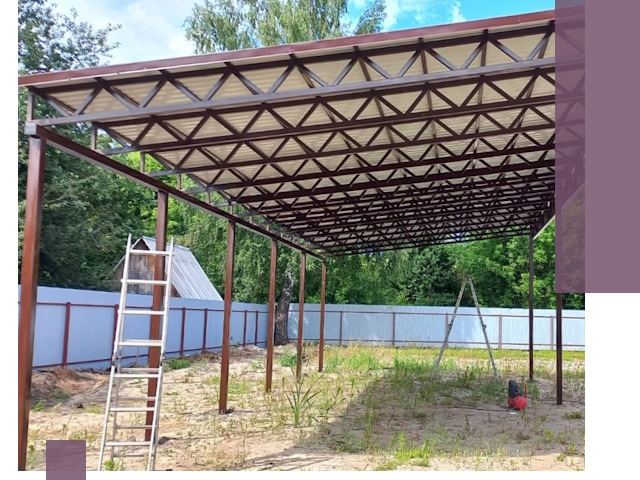 Односкатные навесы под ключ в Муре — изготовление и монтаж