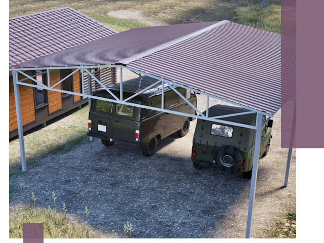 Двускатные навесы под ключ в Муре — изготовление и монтаж